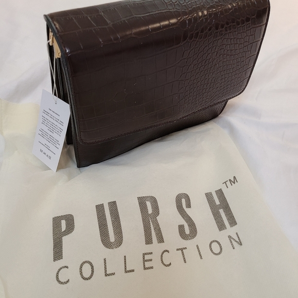 BNWT vegan crocodile leather brown structure purse - Picture 3 of 9